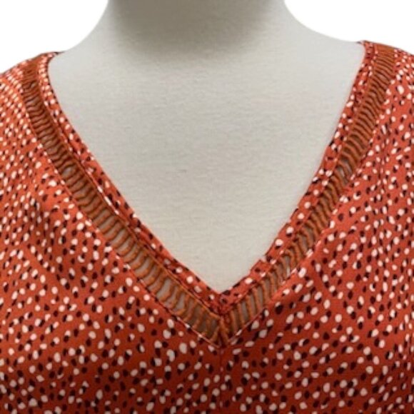 Jodifl Orange Boho Bell Sleeve Ruffle Hem Mini Dress S  Retro Festival Prairie - Picture 7 of 10